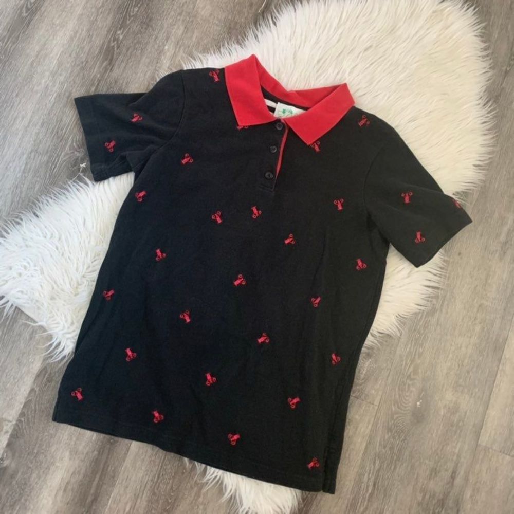 Ladies‎ Black Short Slv Polo Shirt Red